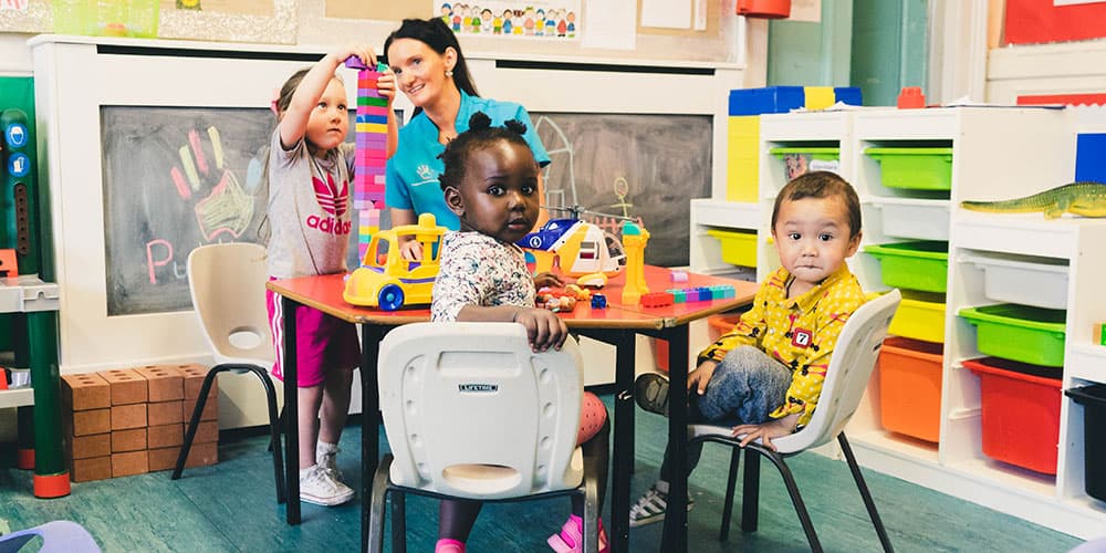 Bright toddler play room at Puddleduck Nursery